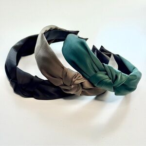 Green Forest Olive Black Topknot Headband Set 3 Lot Earth Neutrals